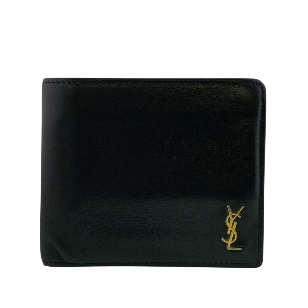 YVES SAINT LAURENT GBL610193 Compact Wallet YSL Logo Bi-fold Black